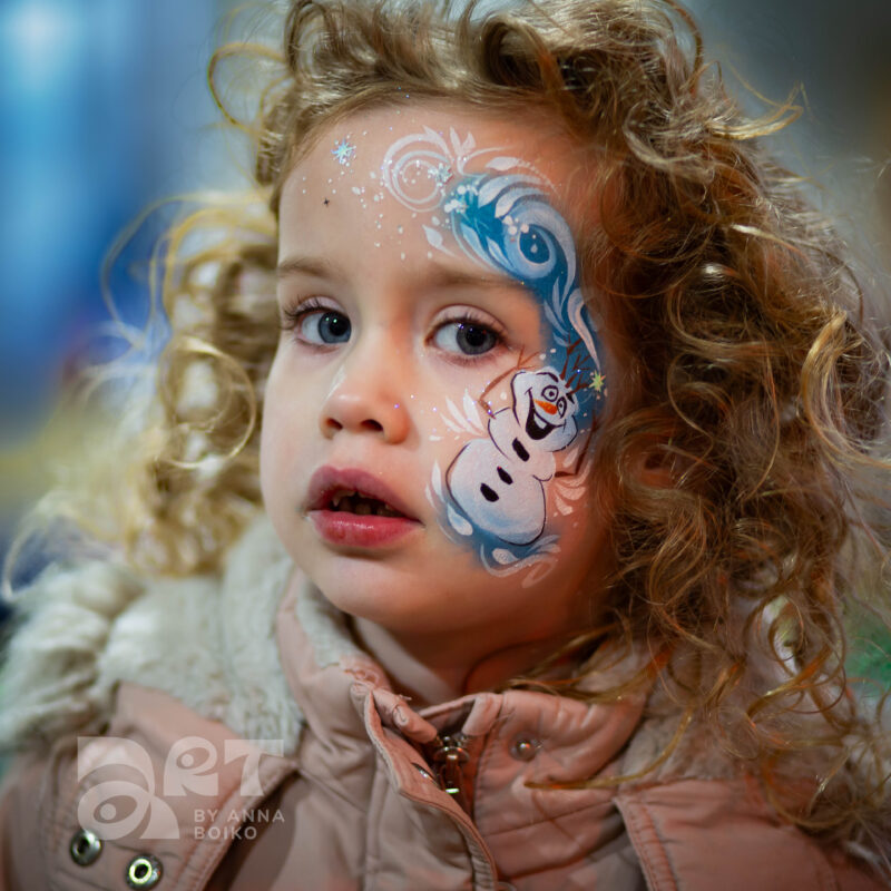 Olaf the Snowman face painting by Anna Boiko